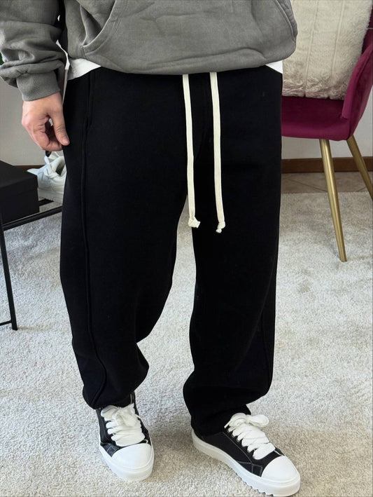 PANTALONE TUTA FONDO LARGO NERA