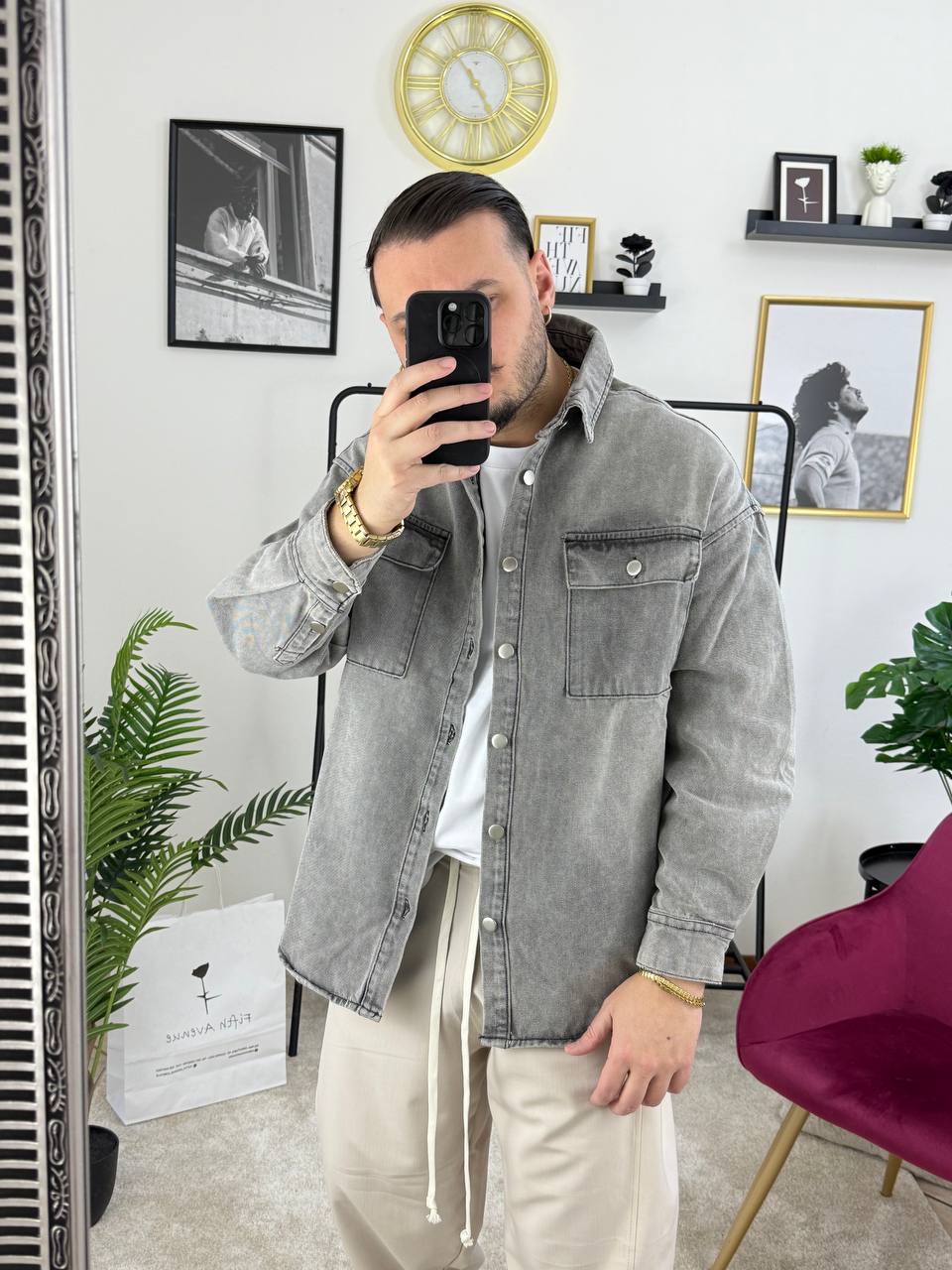 CAMICIA JEANS GRIGIA