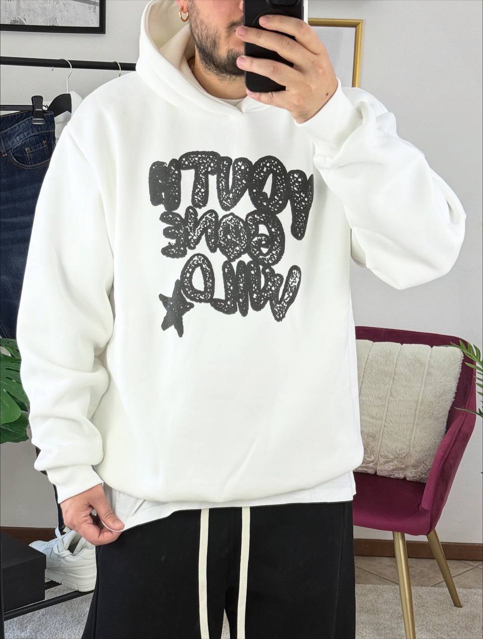 FELPA CAPPUCCIO WILD BIANCA