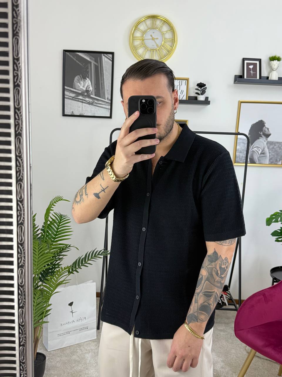 POLO CARDIGAN NERO