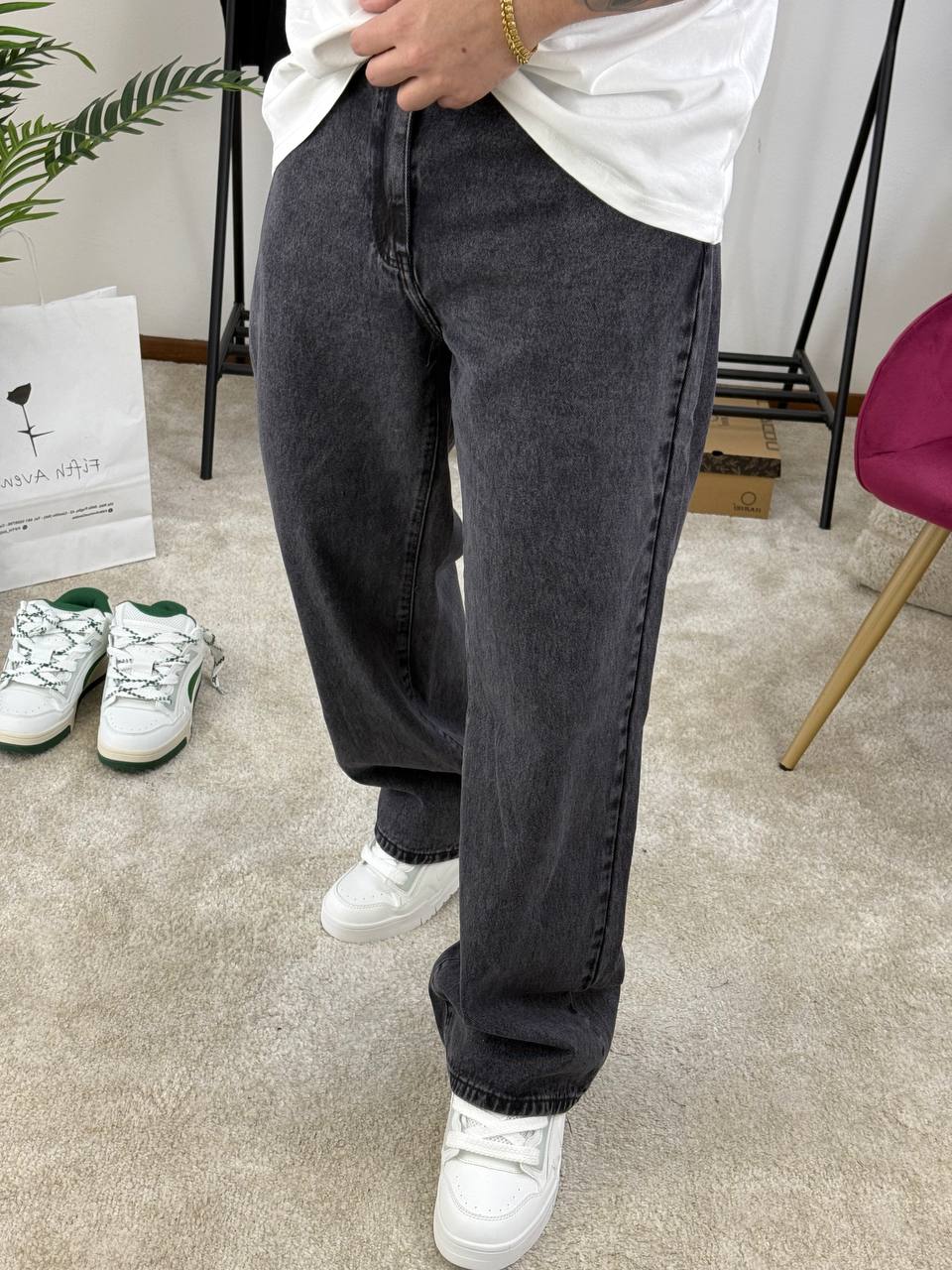 JEANS BAGGY GRIGIO