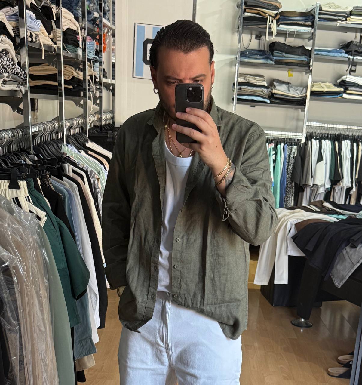 CAMICIA IN LINO VERDE