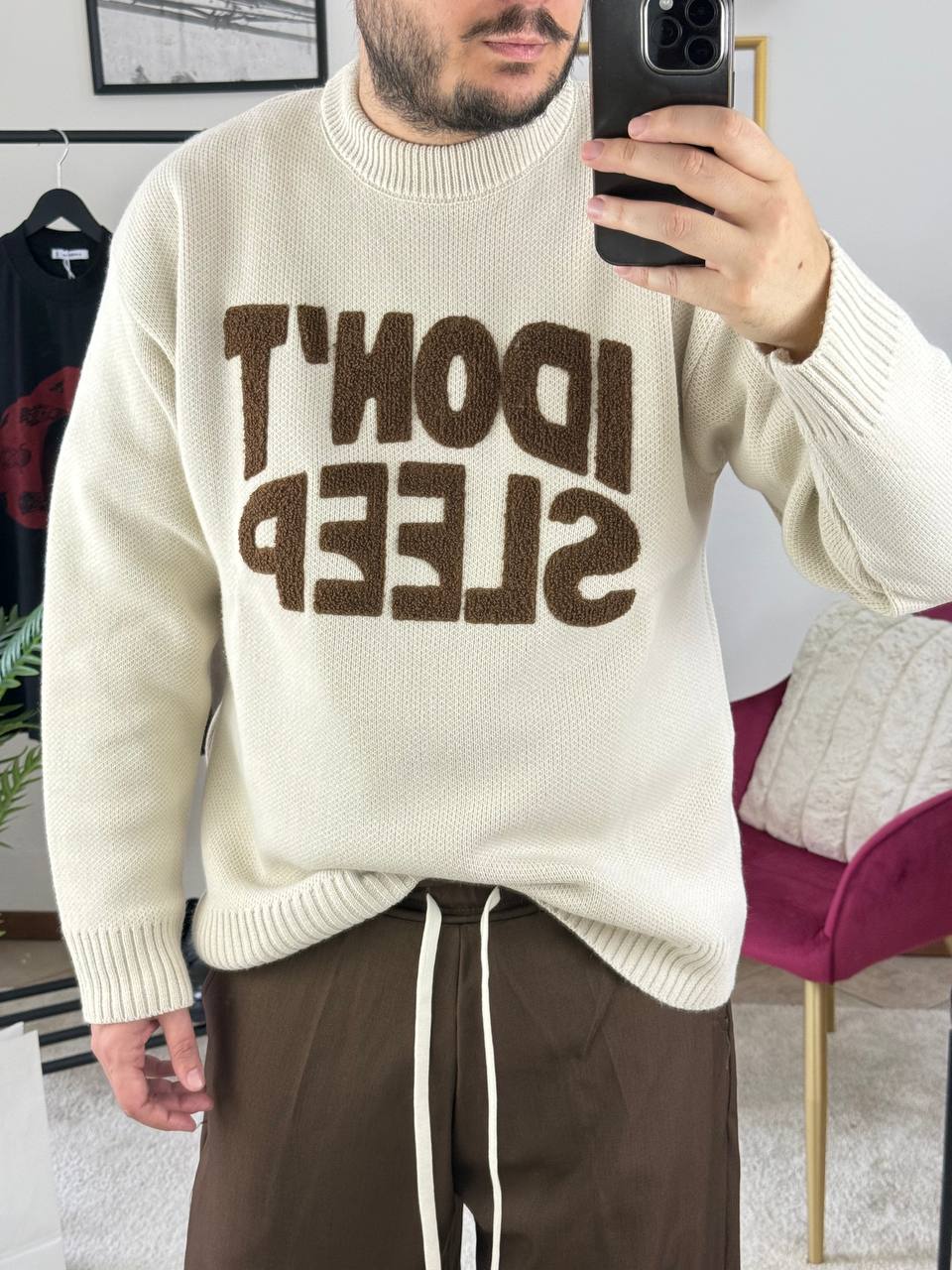 MAGLIONE GIROCOLLO SLEEP BEIGE