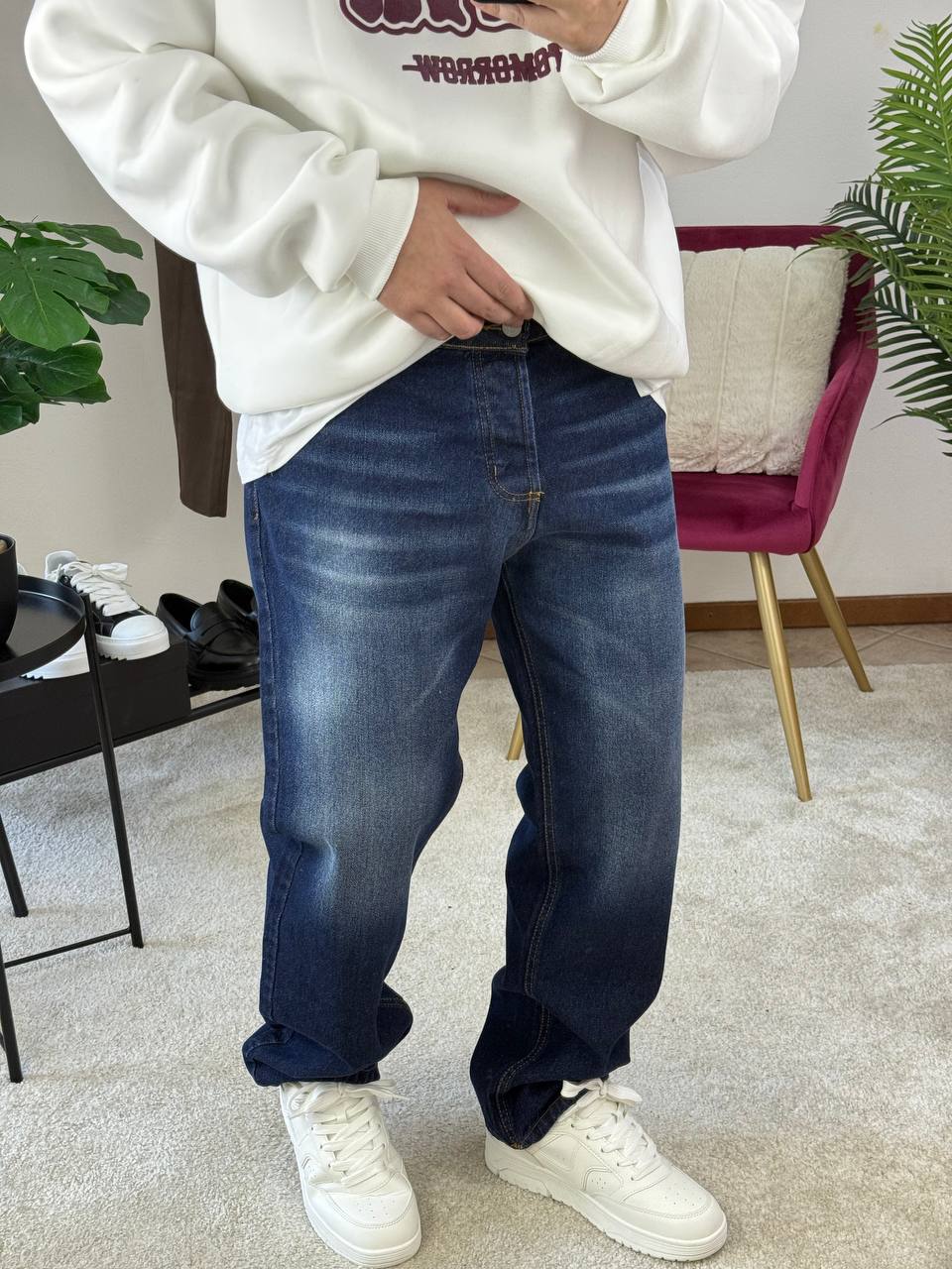 JEANS FONDO LARGO BLU SFUMATO