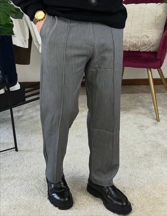 PANTALONE FONDO LARGO LINEA GRIGIO CHIARO