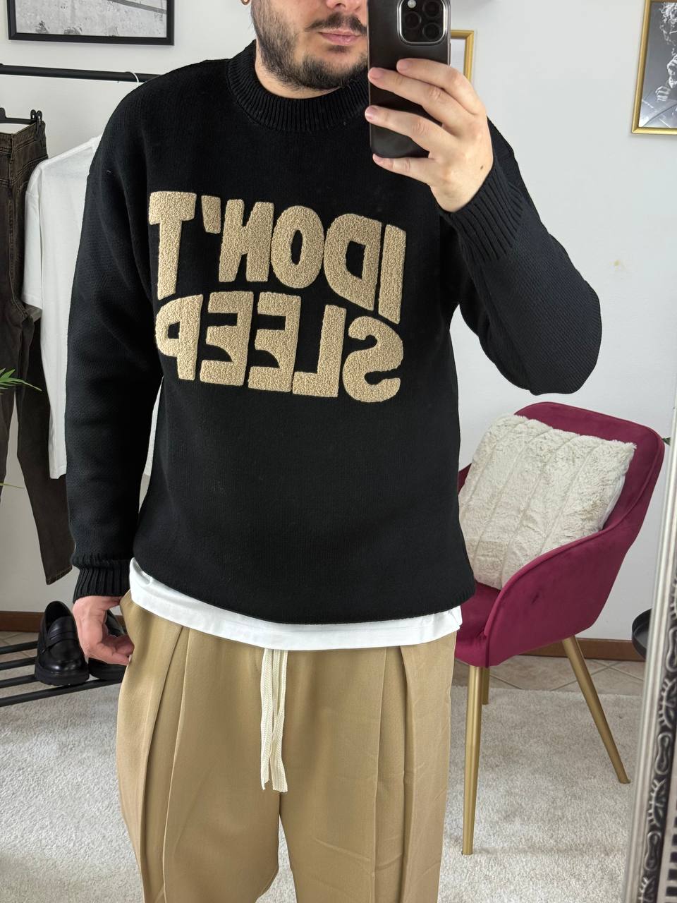 MAGLIONE GIROCOLLO SLEEP NERO