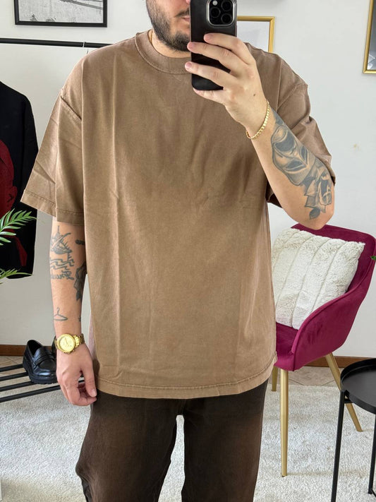 T-SHIRT CUCITURA MARRONE