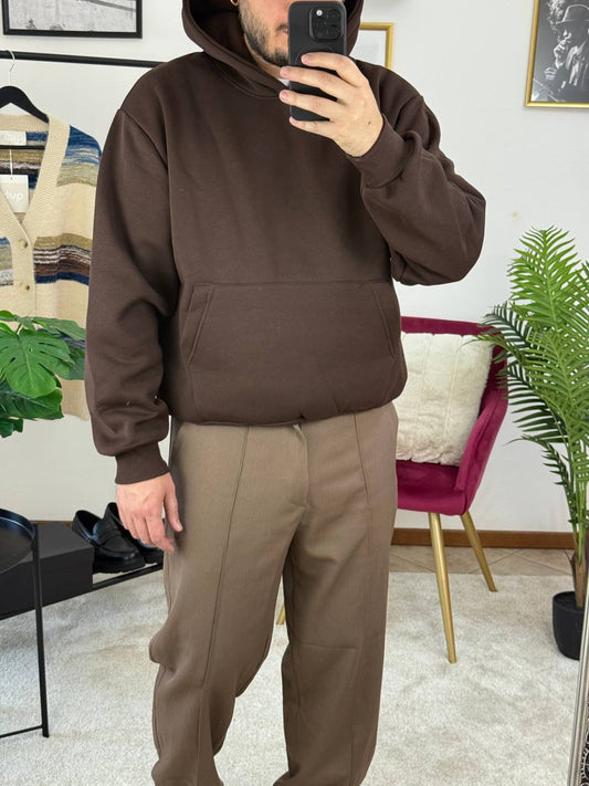 FELPA CAPPUCCIO BASIC MARRONE