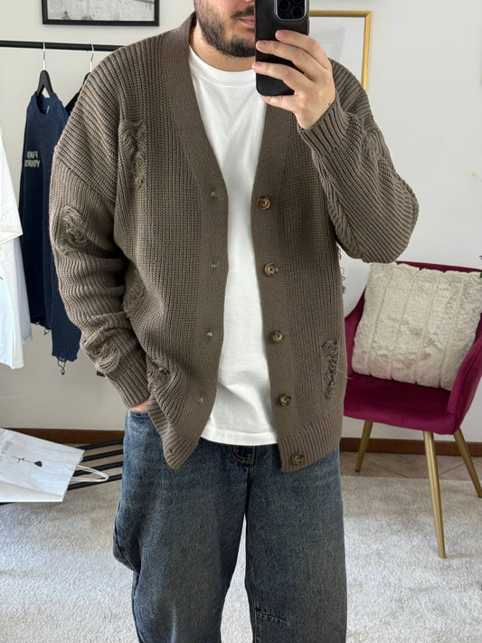 CARDIGAN ROTTURE MARRONE