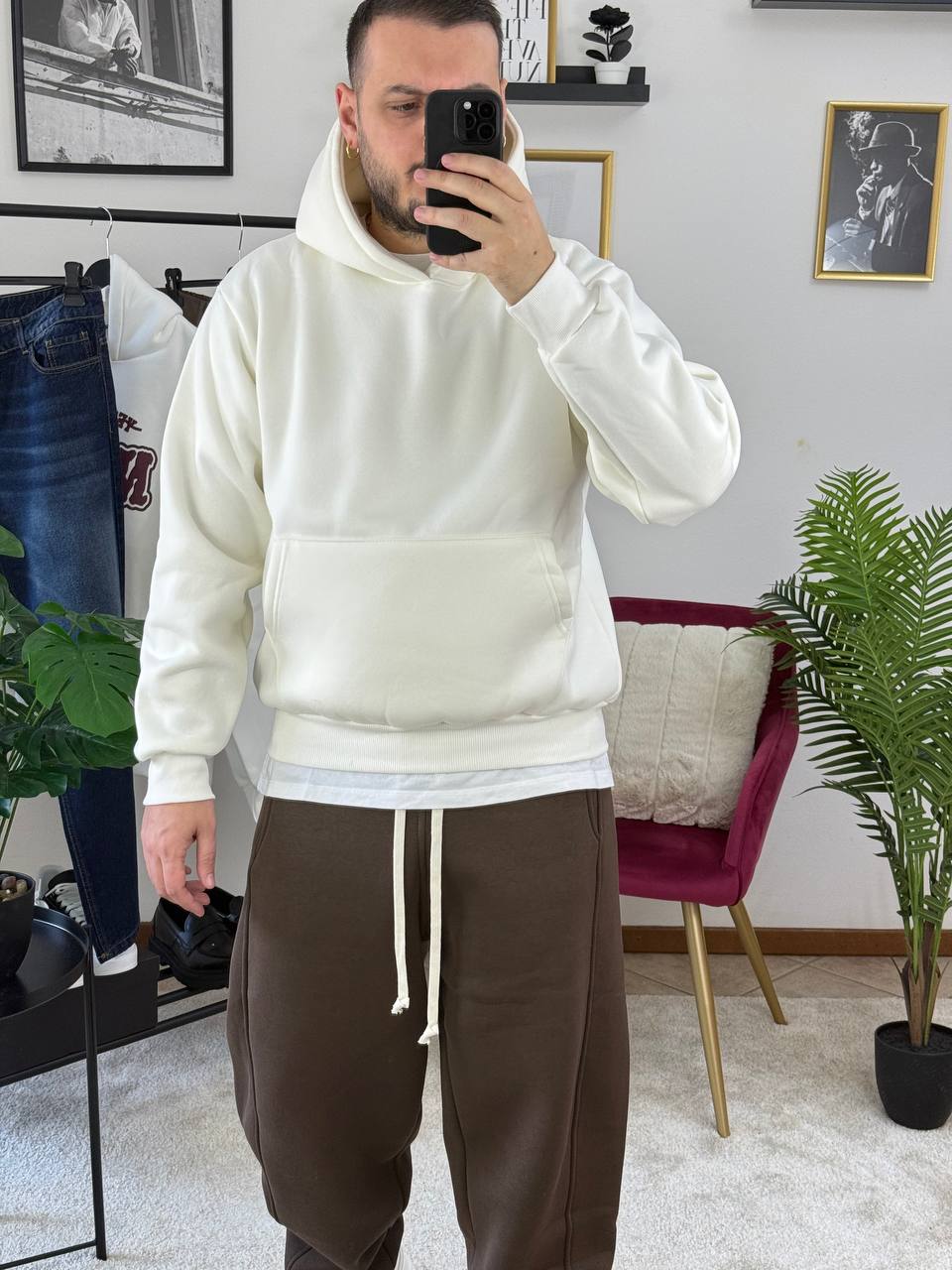 FELPA CAPPUCCIO BASIC BIANCA