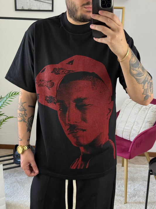 T-SHIRT STAMPA VISO NERA