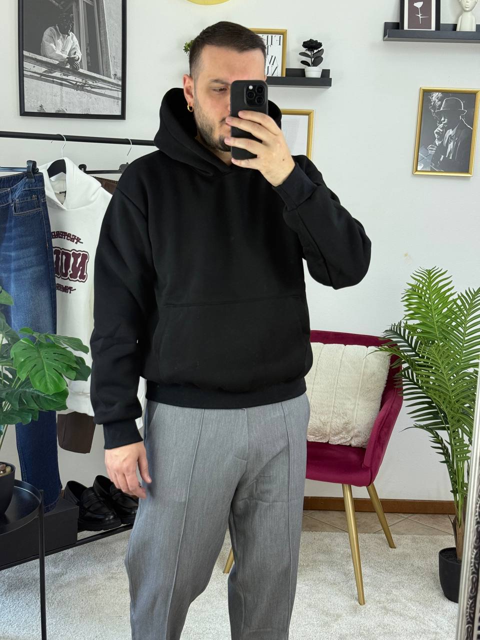 FELPA CAPPUCCIO BASIC NERA