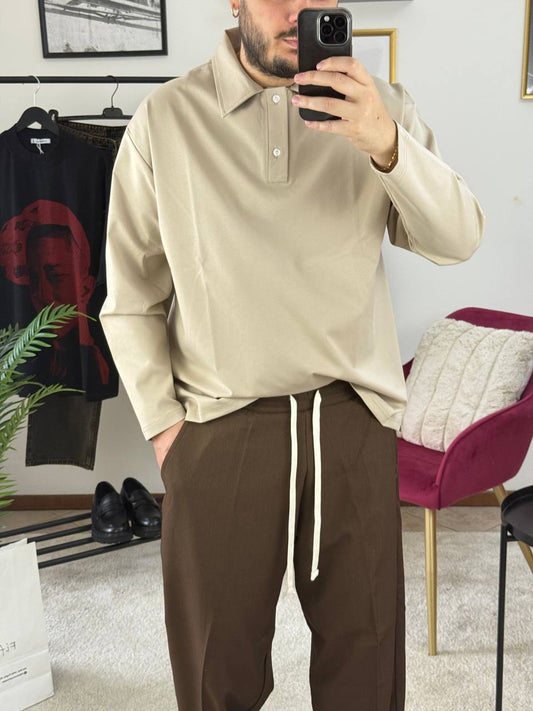POLO MOD. P***A MANICA LUNGA BEIGE
