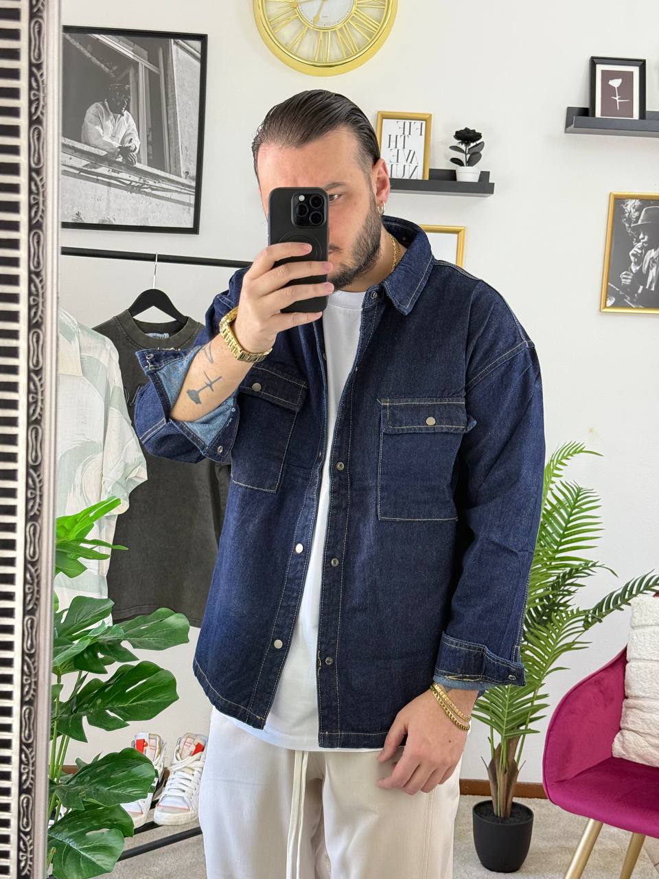 CAMICIA JEANS LAVAGGIO SCURO