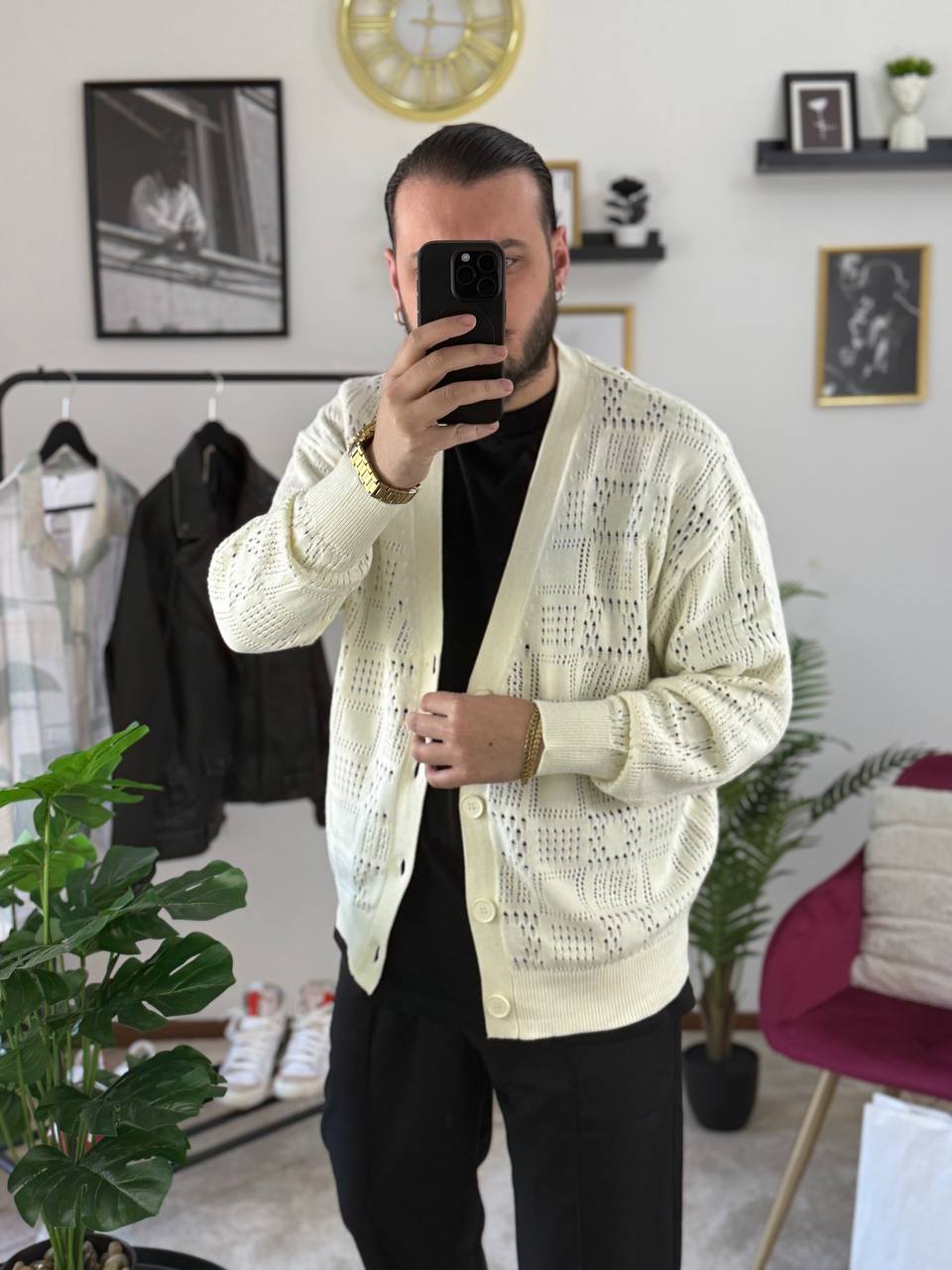 CARDIGAN TRAFORATO PANNA