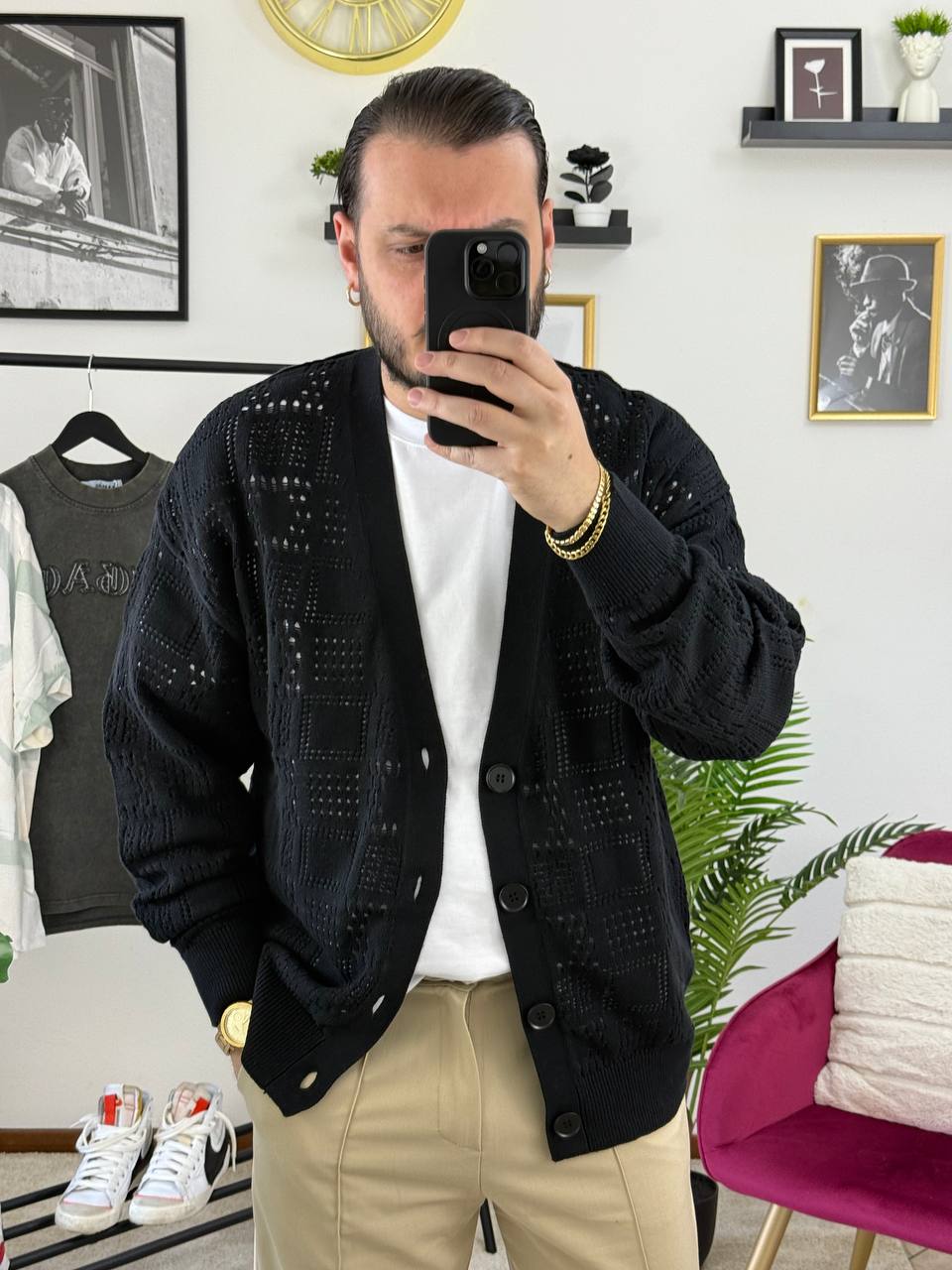 CARDIGAN TRAFORATO NERO