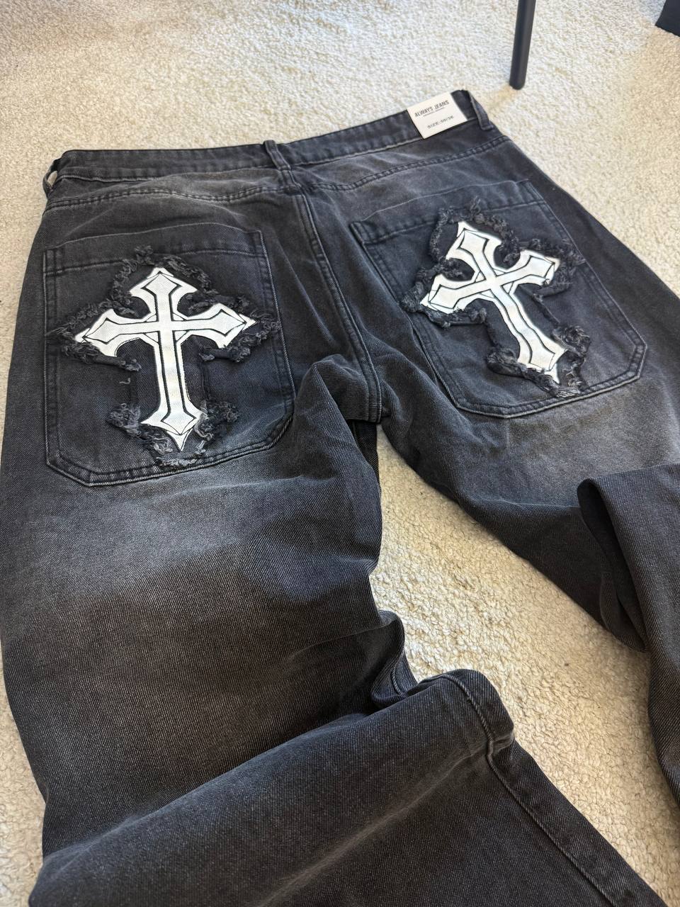 JEANS FONDO LARGO CROSS NERO