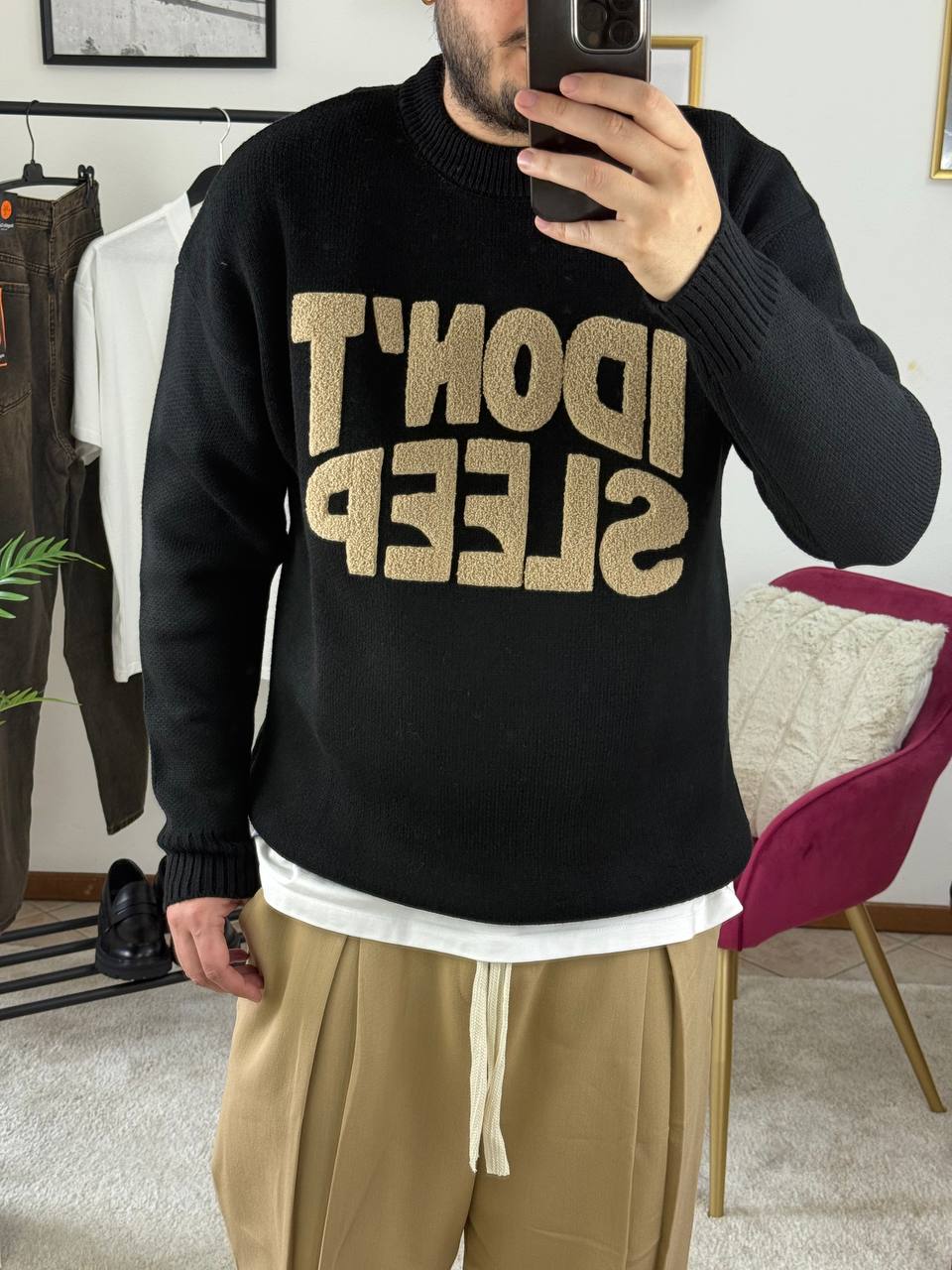 MAGLIONE GIROCOLLO SLEEP NERO