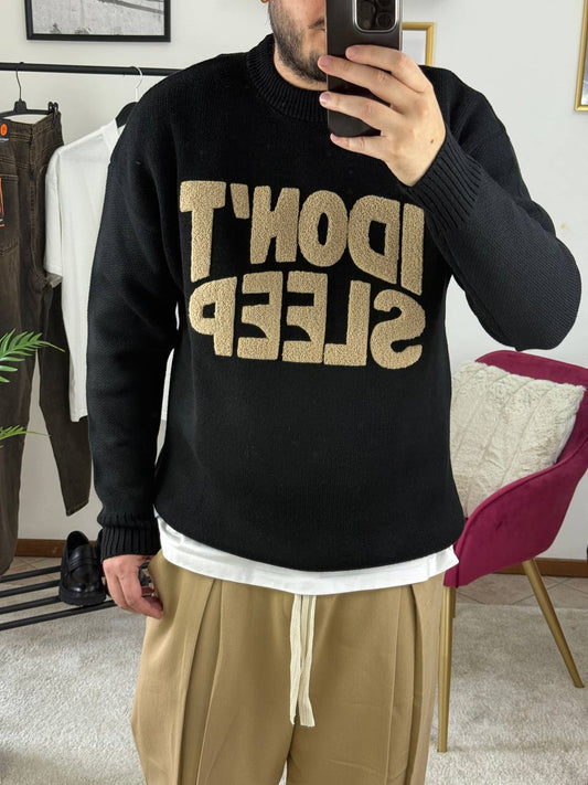 MAGLIONE GIROCOLLO SLEEP NERO