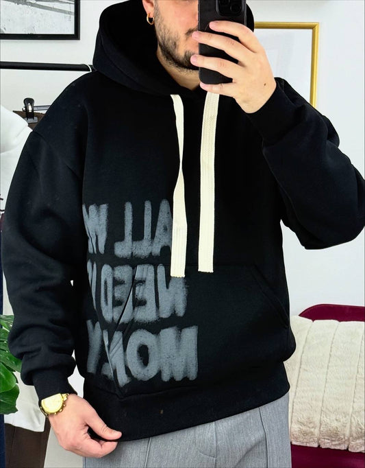 FELPA CAPPUCCIO MONEY NERA