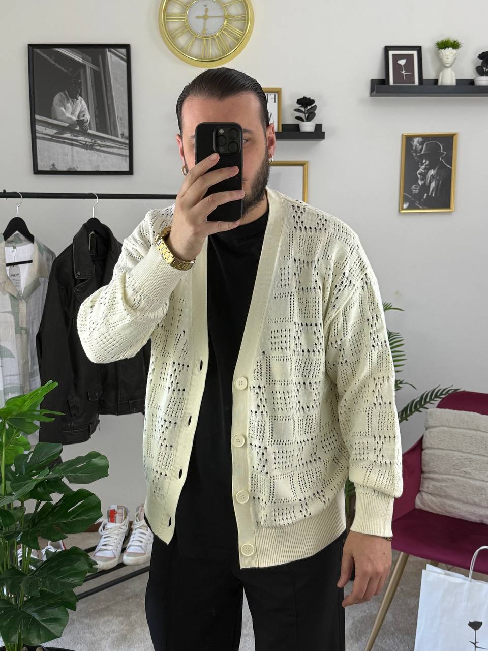 CARDIGAN TRAFORATO PANNA