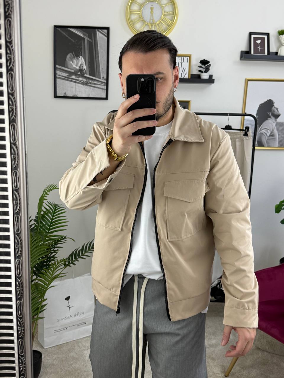 CAMICIONE ZIP BEIGE