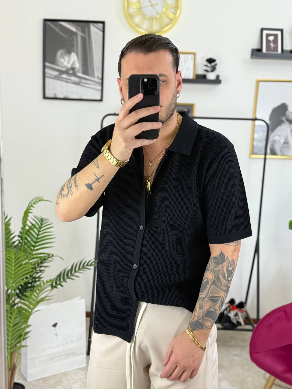POLO CARDIGAN NERO
