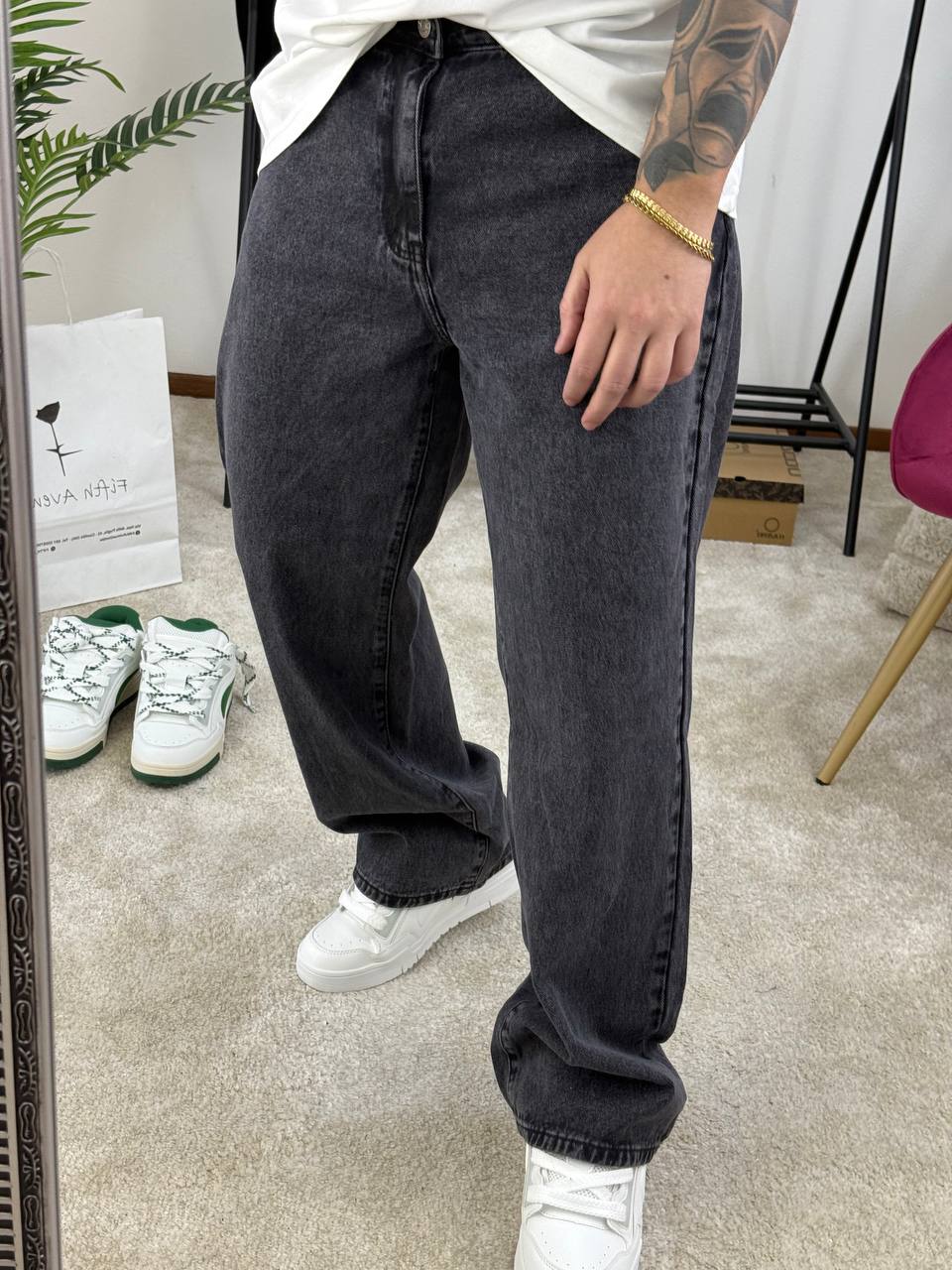 JEANS BAGGY GRIGIO