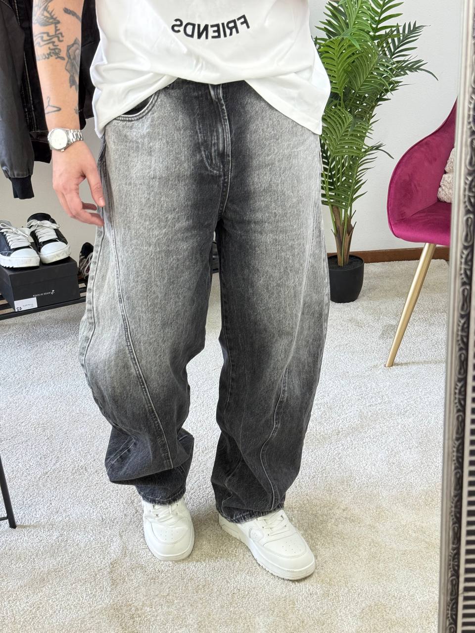 JEANS BALLOON SFUMATO GRIGIO