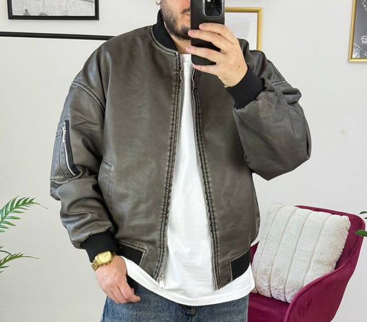 BOMBER ECOPELLE GRIGIO