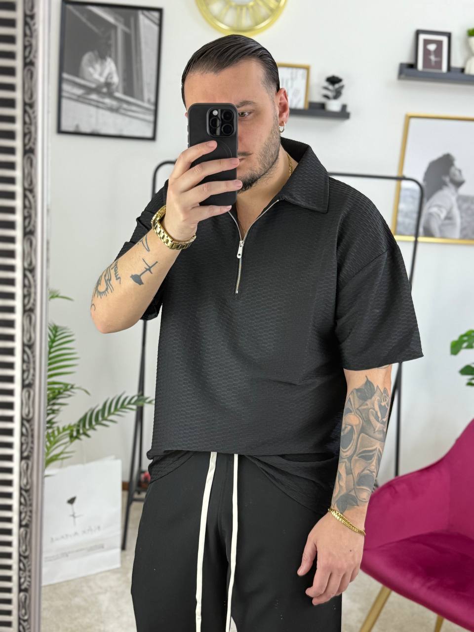 POLO ZIP NERA