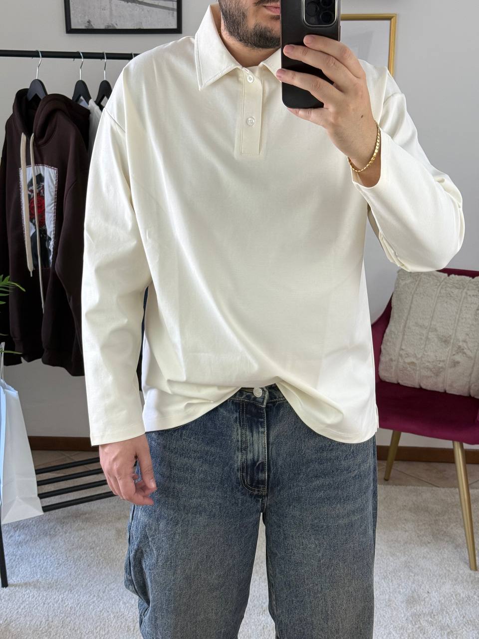 POLO MOD. P***A MANICA LUNGA CREMA