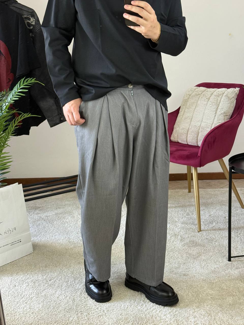 PANT. FONDO LARGO MOD. Z**A GRIGIO