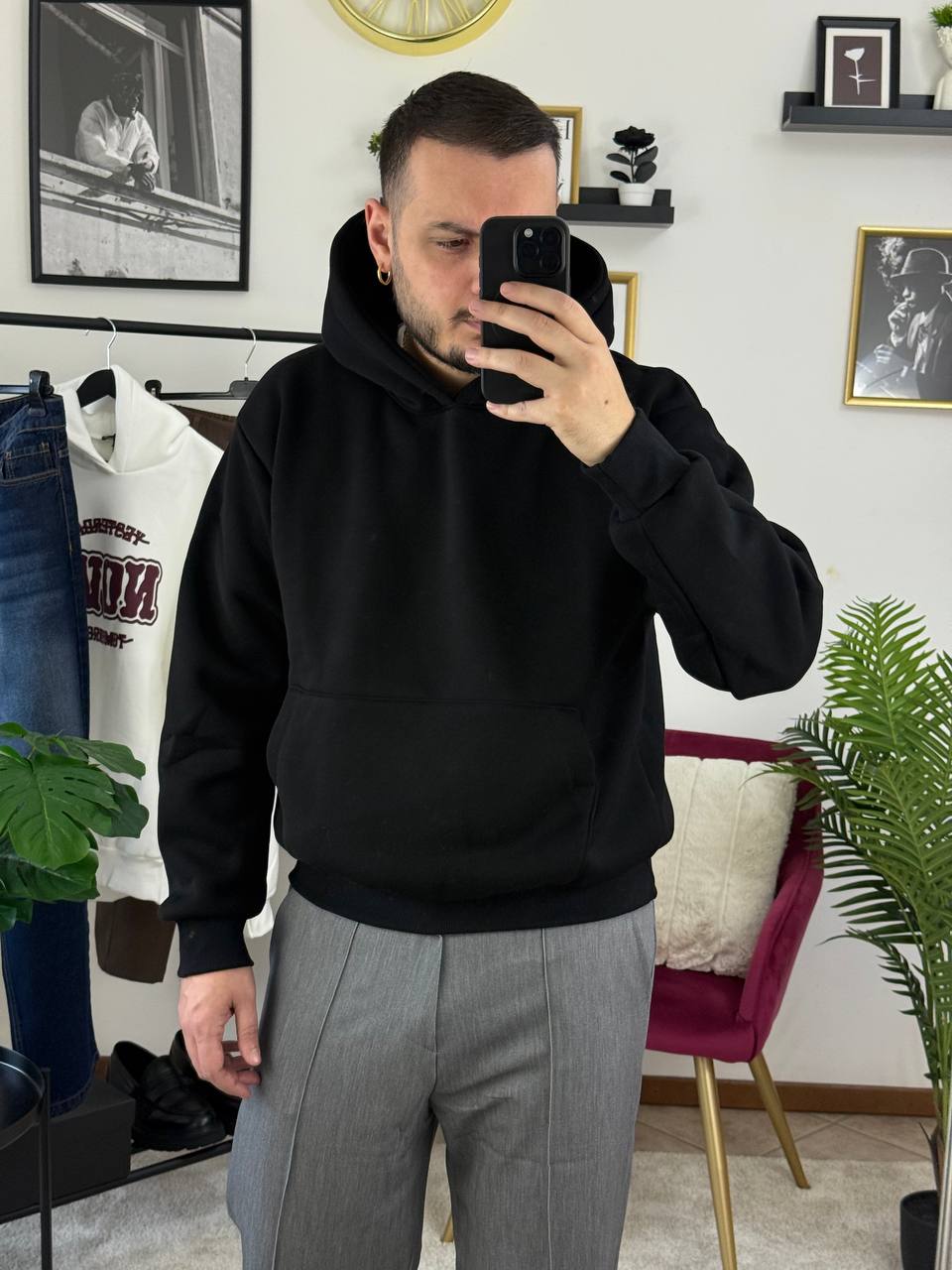 FELPA CAPPUCCIO BASIC NERA