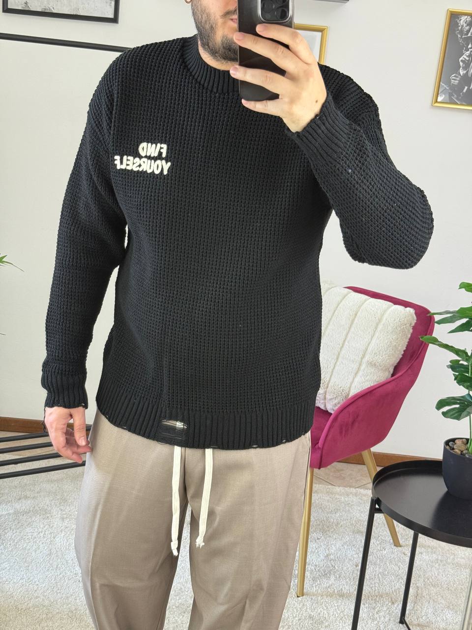 MAGLIONE GIROCOLLO FIND NERO