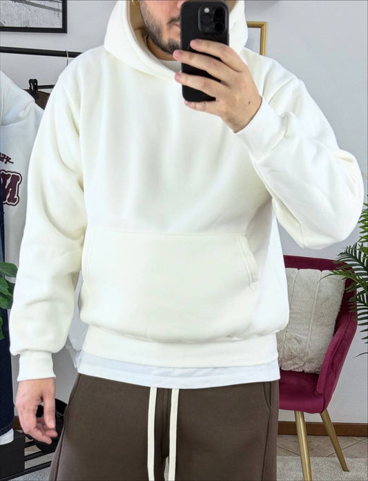 FELPA CAPPUCCIO BASIC BIANCA