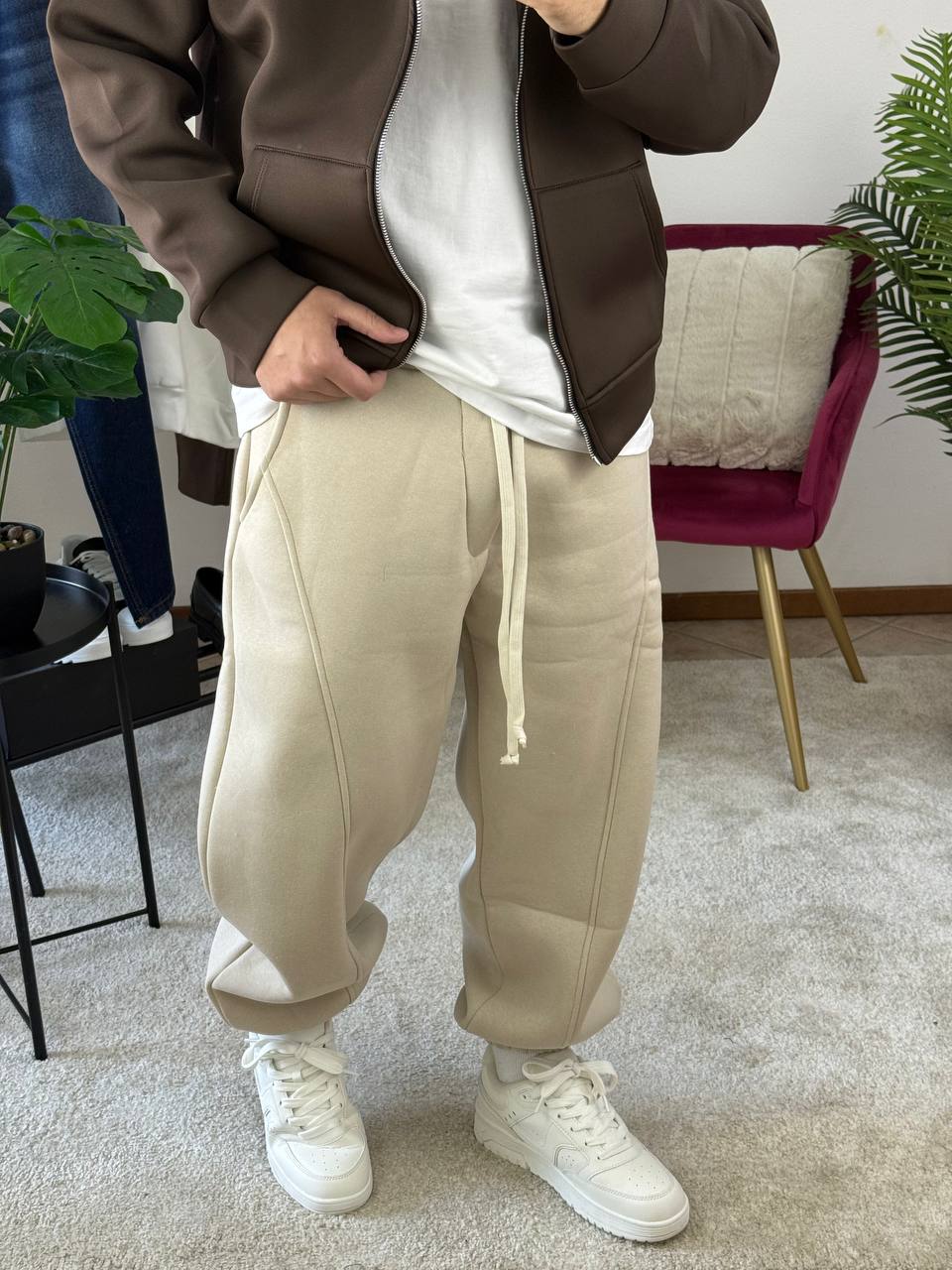 PANTALONE TUTA CON MOLLA BEIGE