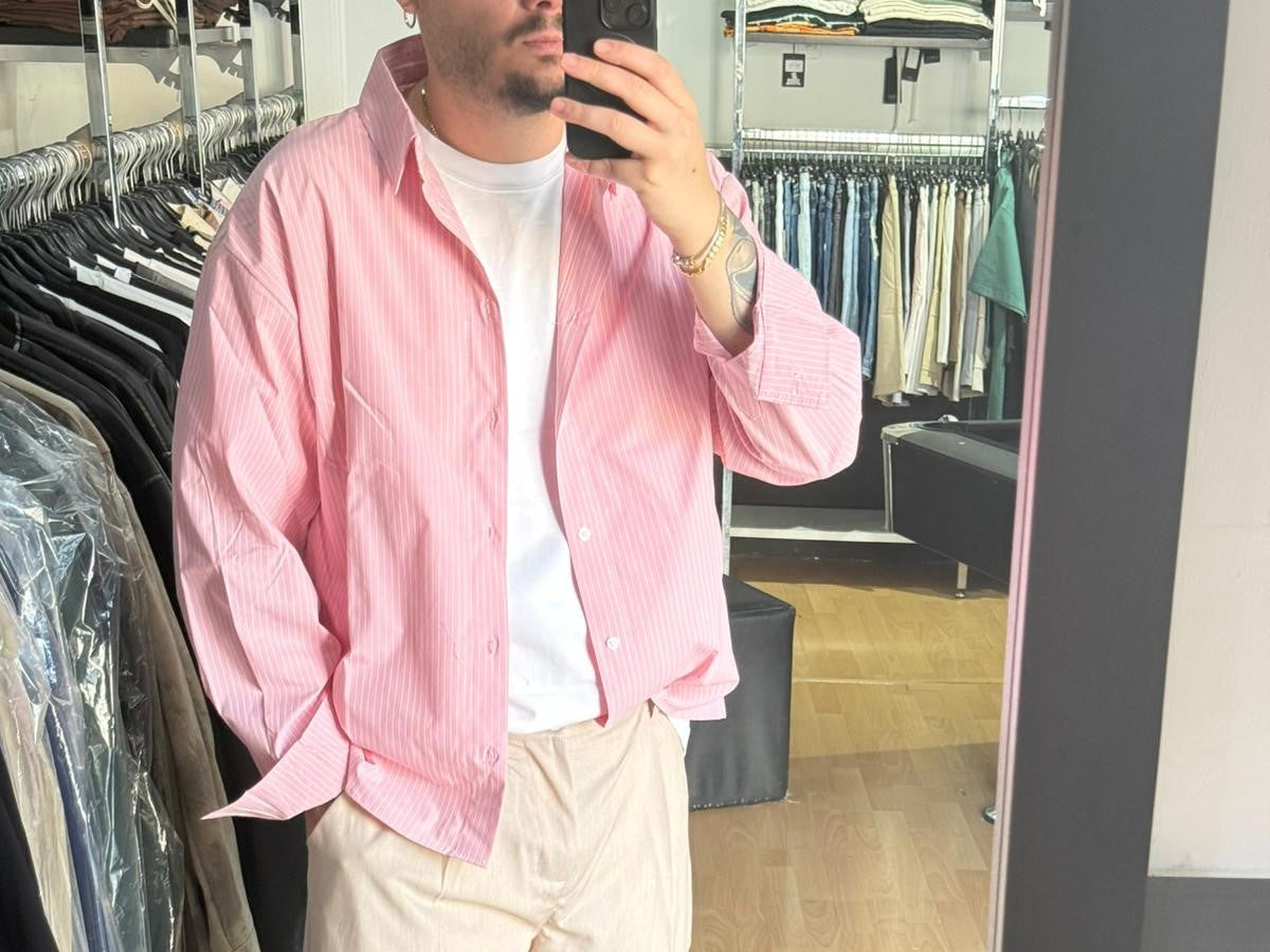 CAMICIA OVER ROSA LUNGA