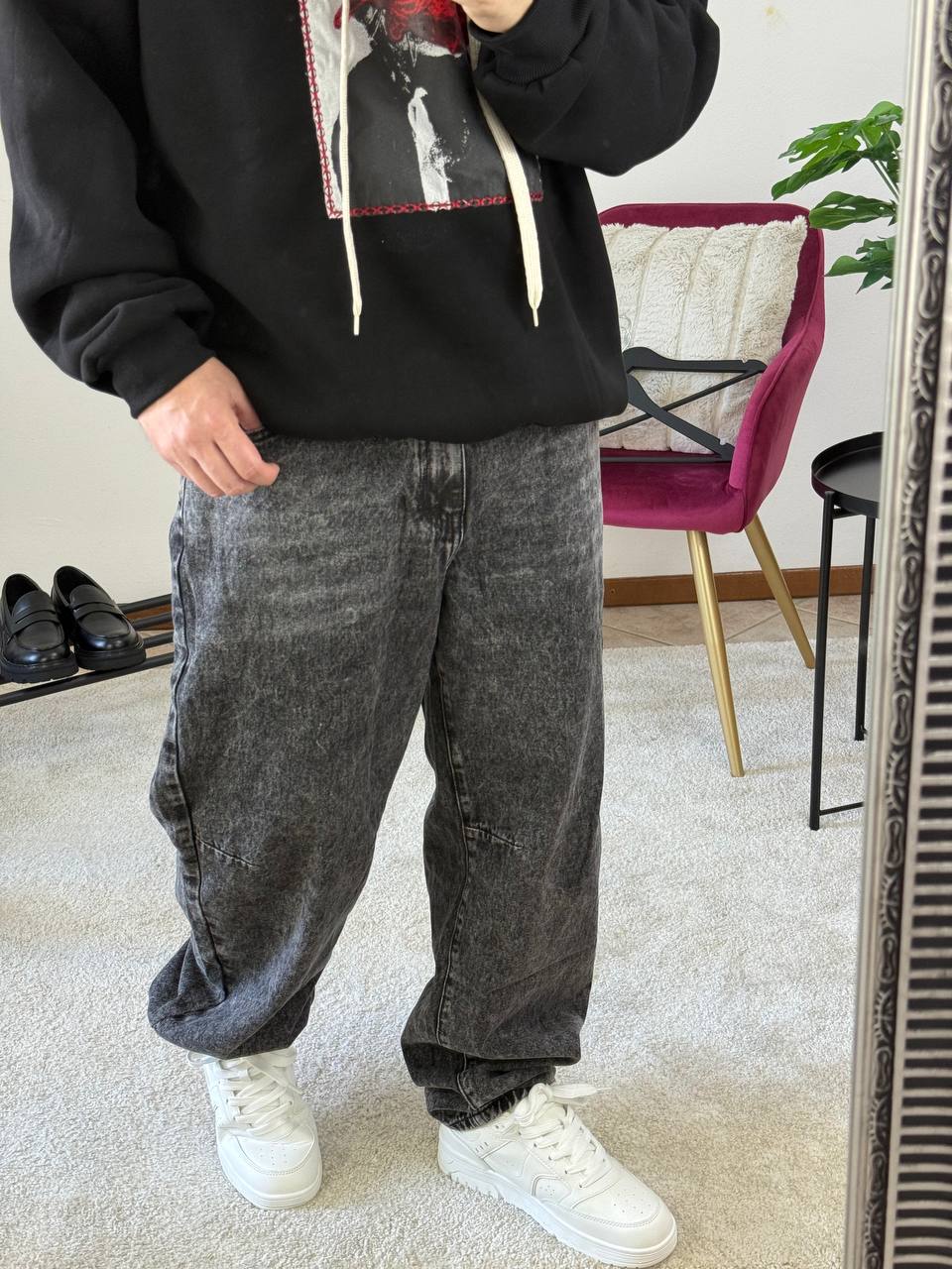 JEANS BAGGY GRIGIO