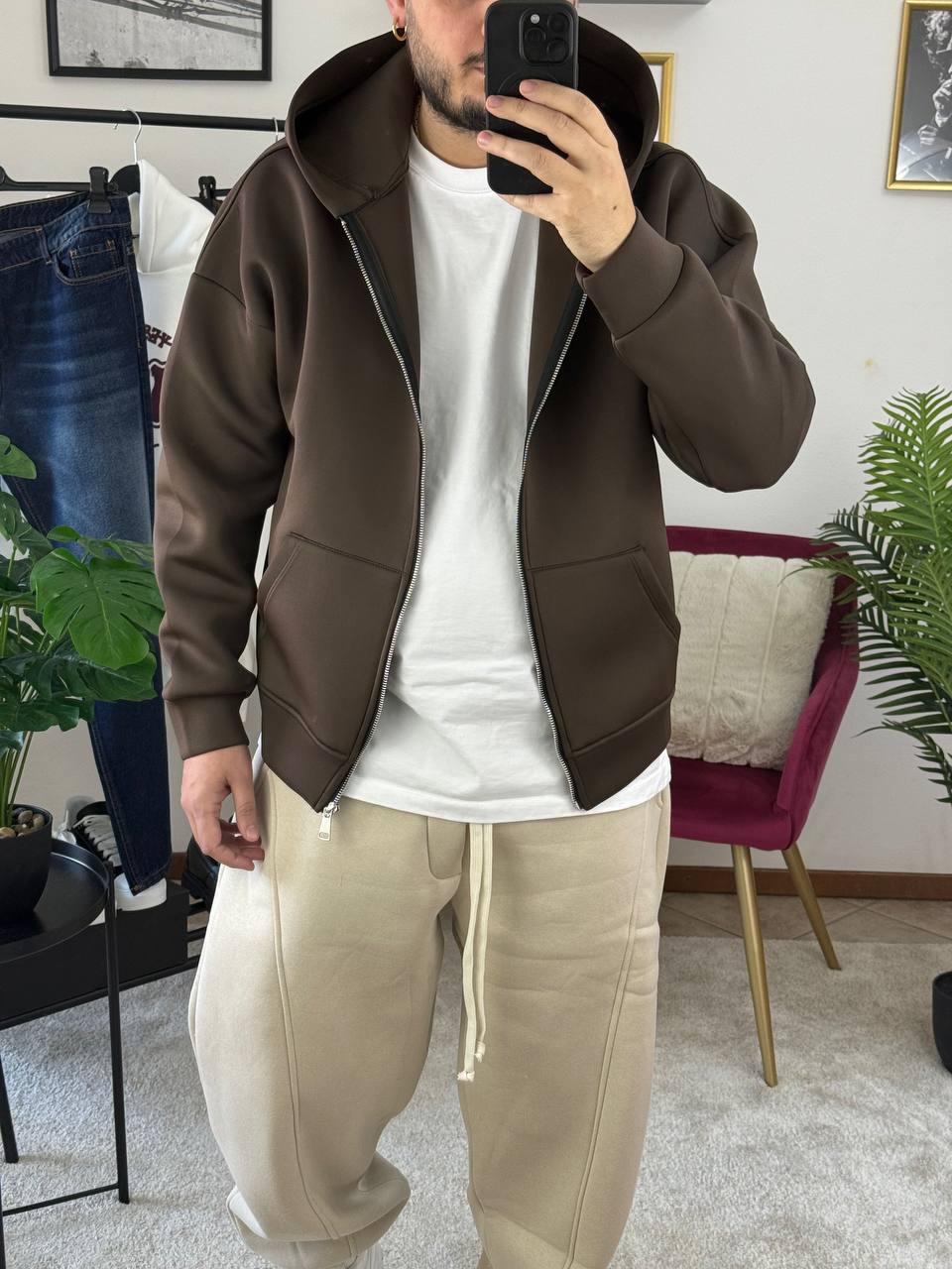 FELPA SCUBA MARRONE ZIP