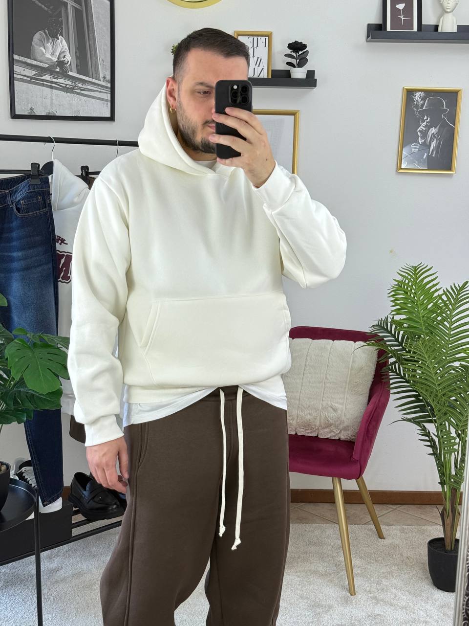 FELPA CAPPUCCIO BASIC BIANCA