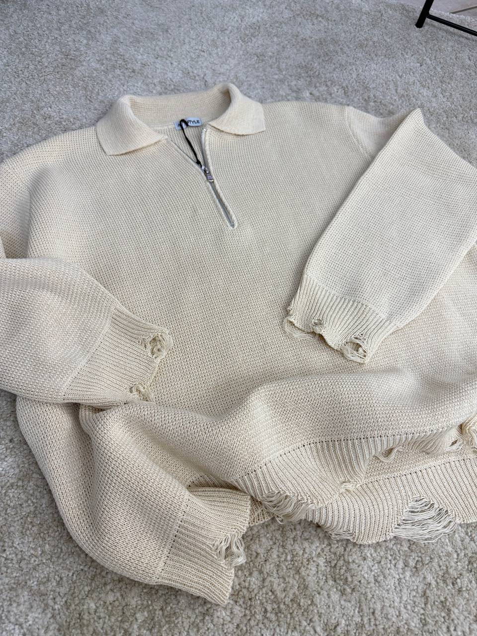 POLO ZIP ROTTURE BEIGE