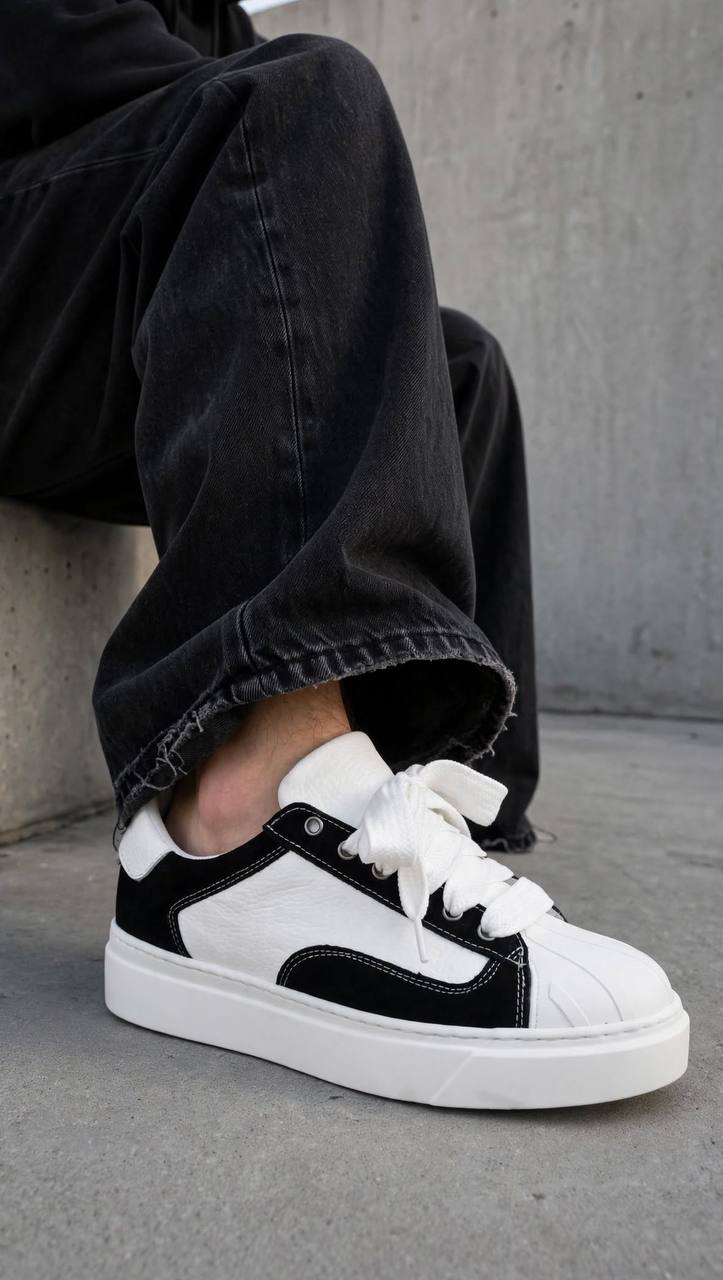 SNEAKERS GRAVITY CAMOSCIO BIANCO E NERO
