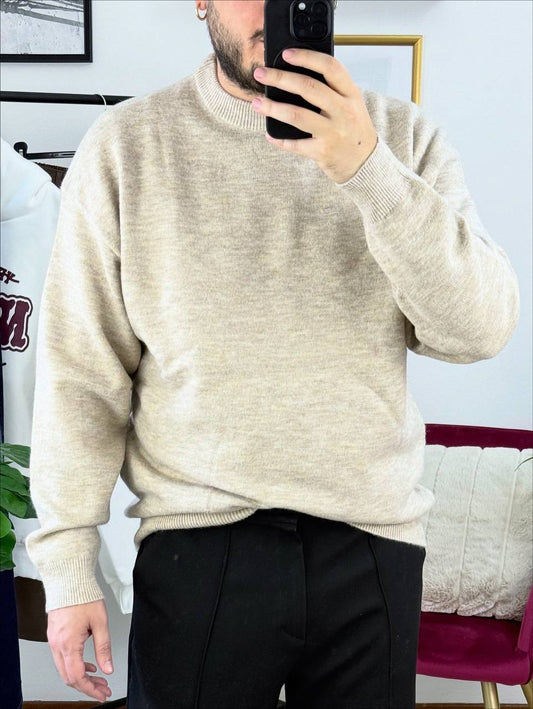 MAGLIONE GIROCOLLO BASIC BEIGE