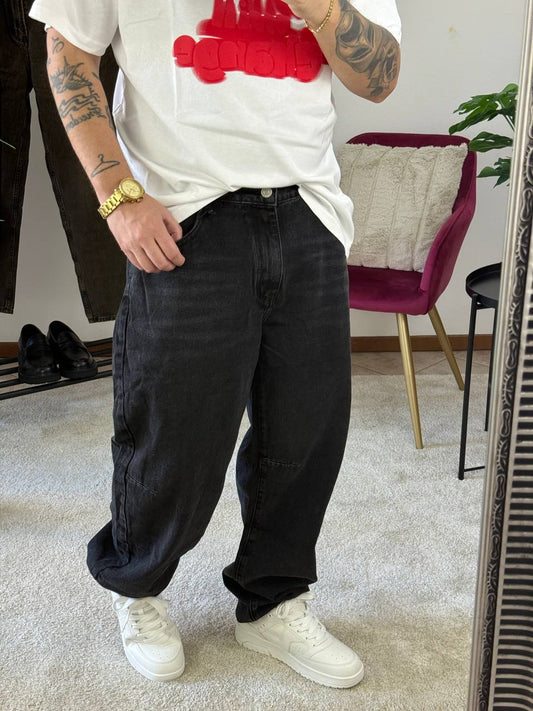 JEANS BAGGY NERO SFUMATO