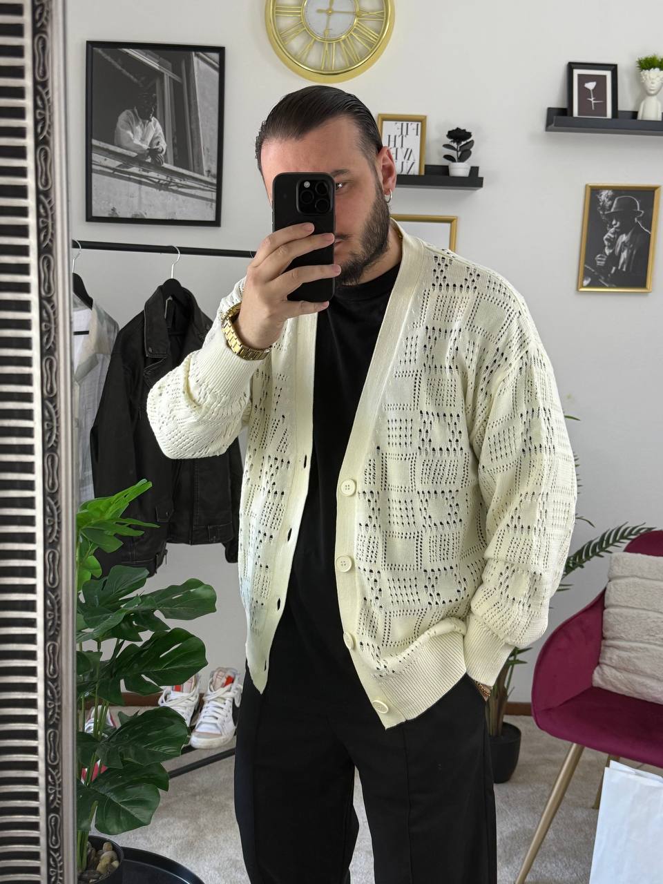 CARDIGAN TRAFORATO PANNA