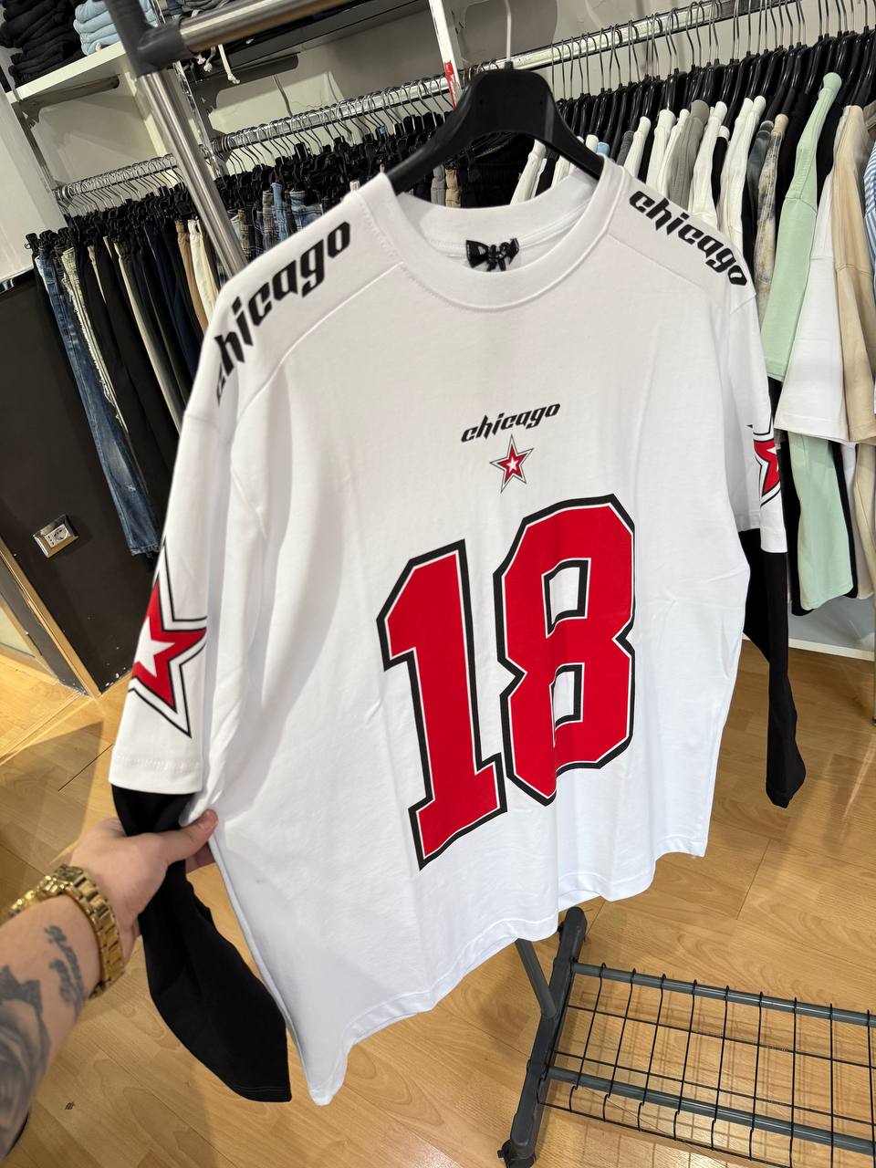 T-SHIRT DOPPIAMANICA 18 BIANCA