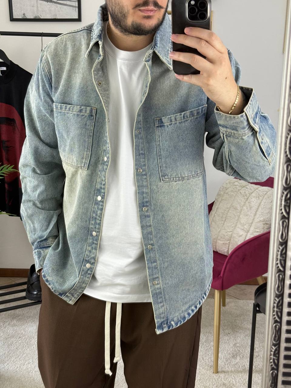 CAMICIA JEANS SABBIATA