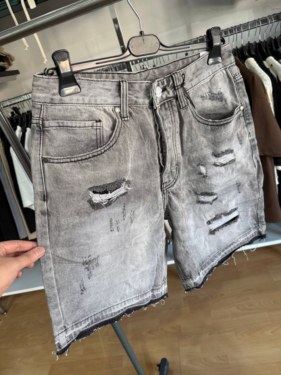 BERMUDA JEANS ROTT.2 GRIGIO CHIARO