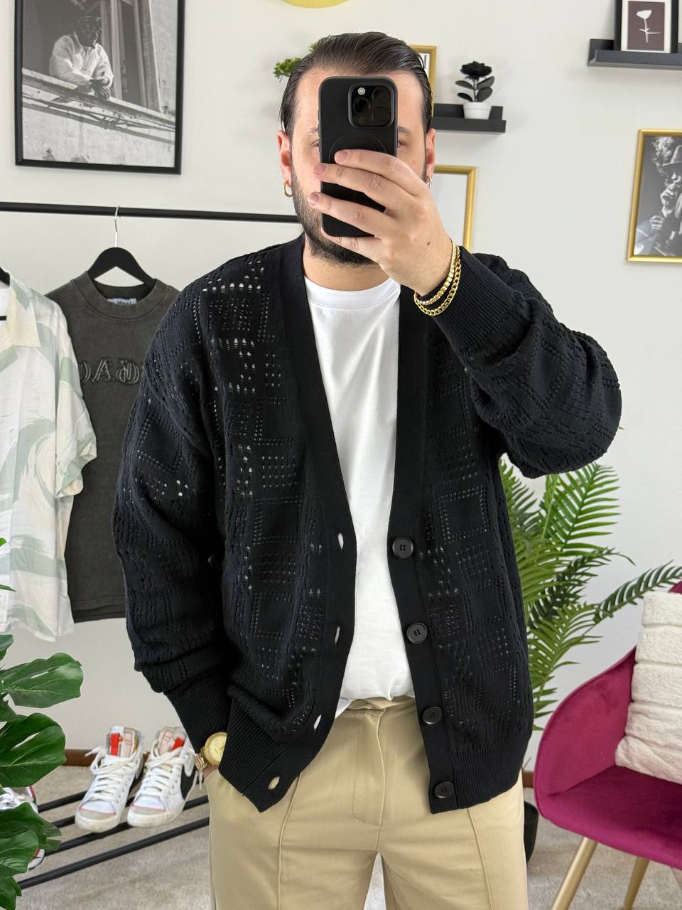 CARDIGAN TRAFORATO NERO